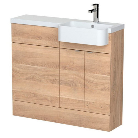 CBI3045 Hudson Reed Fusion 1000mm Full Depth Bleached Oak RH Round Combination Unit (1)