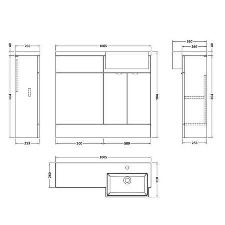 CBI3049 Hudson Reed Fusion 1000mm Full Depth Bleached Oak RH Square Combination Unit (2)