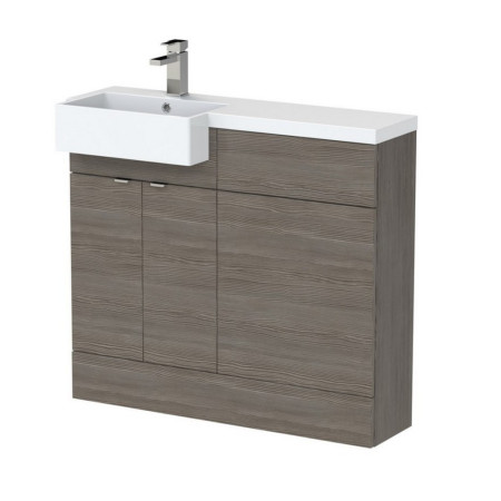 Hudson Reed Fusion 1000mm LH Anthracite Woodgrain Combination Unit & Square Semi Recessed Basin