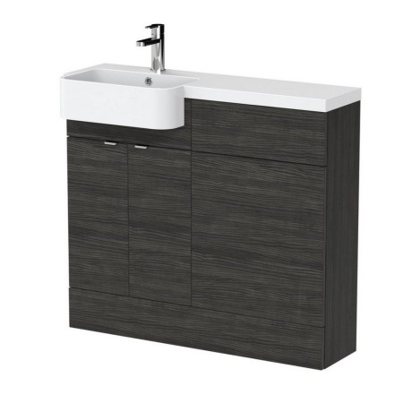 Hudson Reed Fusion 1000mm LH Charcoal Black Combination Unit & Round Semi Recessed Basin