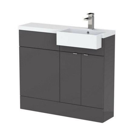 CBI949 Hudson Reed Fusion 1000mm RH Gloss Grey Combination Unit & Square Semi Recessed Basin (1)