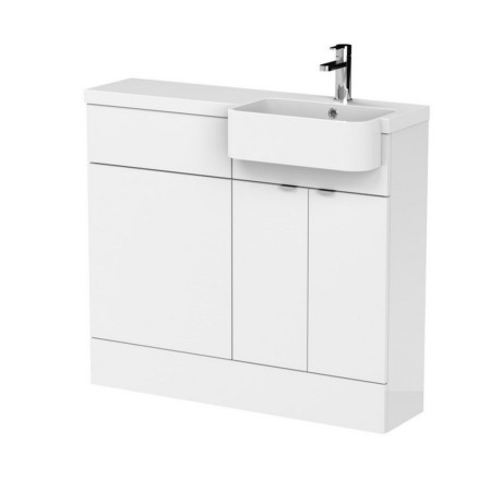 Hudson Reed Fusion 1000mm RH Gloss White Combination Unit & Round Semi Recessed Basin