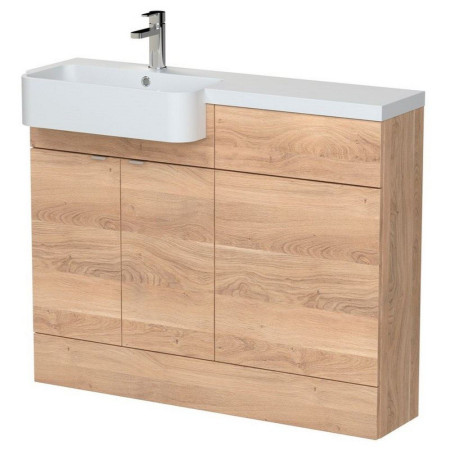 Hudson Reed Fusion 1100mm Semi Recessed Bleached Oak LH Round Combination Unit