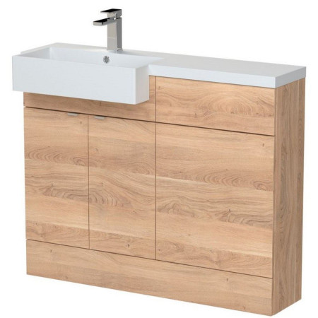 Hudson Reed Fusion 1100mm Semi Recessed Bleached Oak LH Square Combination Unit