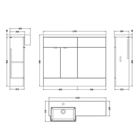 CBI3050 Hudson Reed Fusion 1100mm Full Depth Bleached Oak LH Square Combination Unit (2)