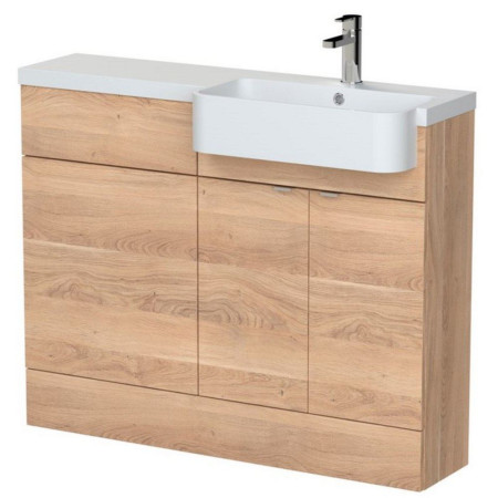 Hudson Reed Fusion 1100mm Semi Recessed Bleached Oak RH Round Combination Unit