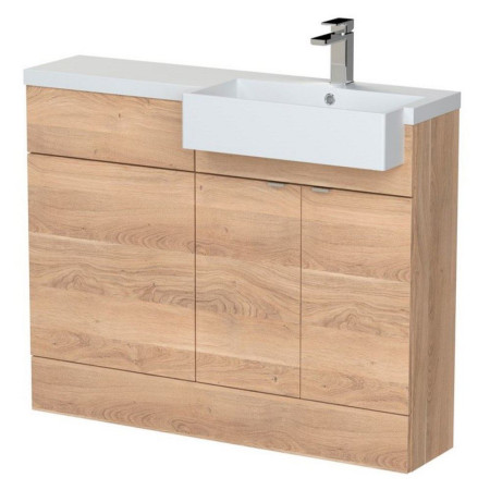 Hudson Reed Fusion 1100mm Semi Recessed Bleached Oak RH Square Combination Unit