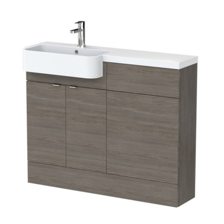 Hudson Reed Fusion 1100mm LH Anthracite Woodgrain Combination Unit & Round Semi Recessed Basin
