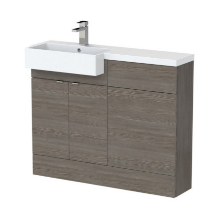 Hudson Reed Fusion 1100mm LH Anthracite Woodgrain Combination Unit & Square Semi Recessed Basin