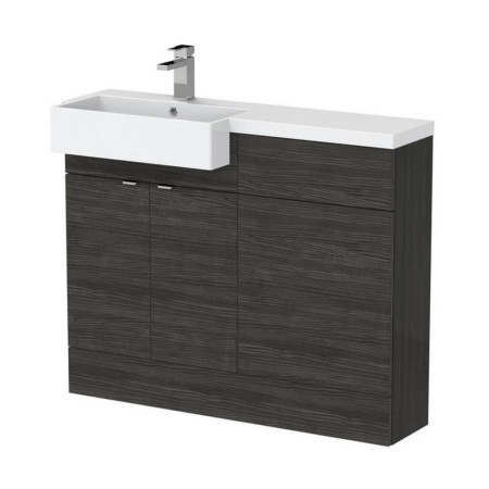 Hudson Reed Fusion 1100mm LH Charcoal Black Combination Unit & Square Semi Recessed Basin