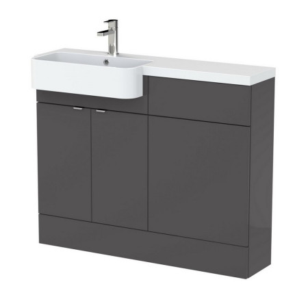 Hudson Reed Fusion 1100mm LH Gloss Grey Combination Unit & Round Semi Recessed Basin