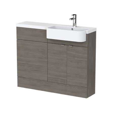 Hudson Reed Fusion 1100mm RH Anthracite Woodgrain Combination Unit & Round Semi Recessed Basin