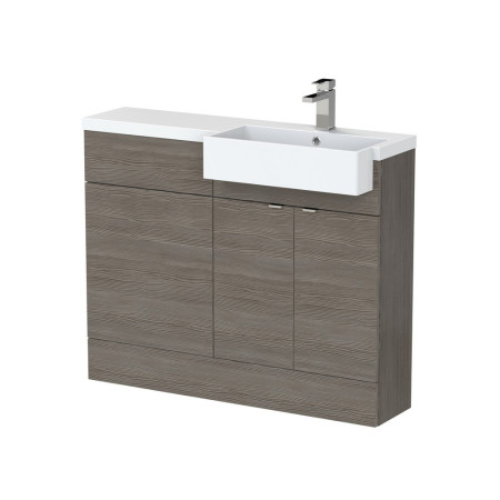Hudson Reed Fusion 1100mm RH Anthracite Woodgrain Combination Unit & Square Semi Recessed Basin