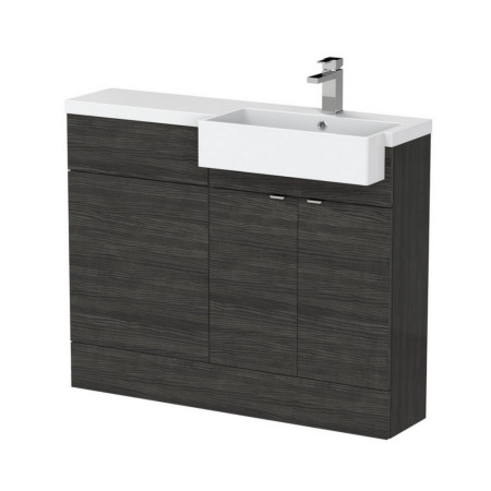 Hudson Reed Fusion 1100mm RH Charcoal Black Combination Unit & Square Semi Recessed Basin