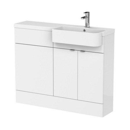 Hudson Reed Fusion 1100mm RH Gloss White Combination Unit & Round Semi Recessed Basin