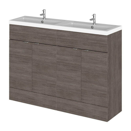 Hudson Reed Fusion 1200mm Anthracite Woodgrain Vanity Unit with Twin Basin