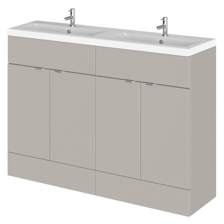 CBI3234 Hudson Reed Fusion 1200mm Pebble Grey Double Vanity Unit with Basin Ceramic Version