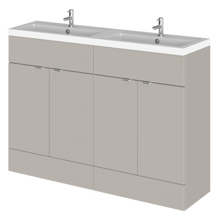 Hudson Reed Fusion 1200mm Pebble Grey Double Vanity Unit with Basin