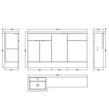 CBI3015 Hudson Reed Fusion 1500mm Bleached Oak LH Full Depth Combination Unit (2)