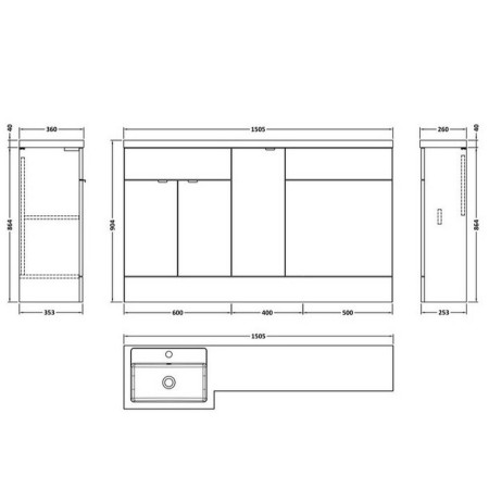 CBI3013 Hudson Reed Fusion 1500mm LH Bleached Oak Full Depth Combination Unit (2)
