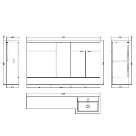 CBI3014 Hudson Reed Fusion 1500mm RH Bleached Oak Full Depth Combination Unit (2)