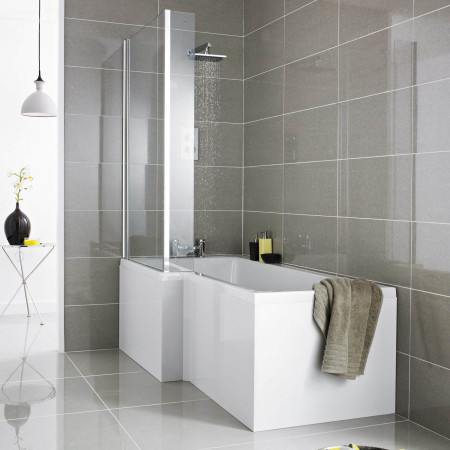 OFF173 Hudson Reed Fusion 1700mm Square Shower Bath Panel in Gloss White Lifestyle