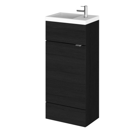 Hudson Reed Fusion 400mm Slimline Vanity Unit & Basin Charcoal Black Woodgrain