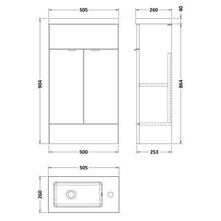 CBI3022 Hudson Reed Fusion 500mm Bleached Oak Slimline Vanity Unit (2)