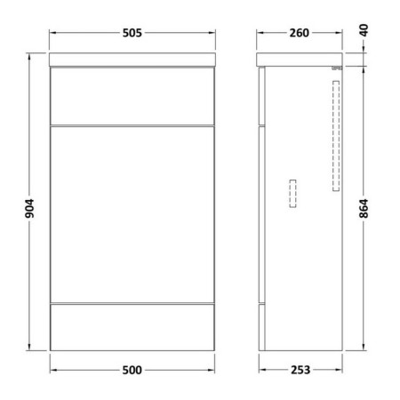 CBI3004 Hudson Reed Fusion 500mm Bleached Oak Slimline WC Unit & Polymarble Top (2)