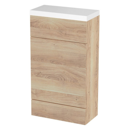 Hudson Reed Fusion 500mm Bleached Oak Slimline WC Unit & Polymarble Top
