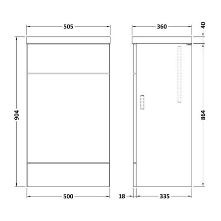 CBI3005 Hudson Reed Fusion 500mm Bleached Oak WC Unit & Polymarble Top (2)