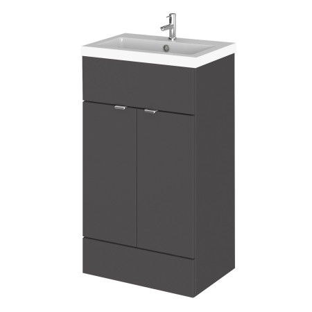Hudson Reed Fusion 500mm Floor Standing Vanity Unit & Basin - Gloss Grey