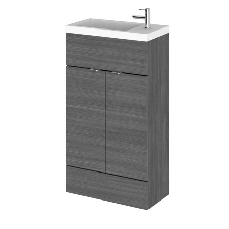 Hudson Reed Fusion 500mm Slimline Vanity Unit & Basin Anthracite Woodgrain