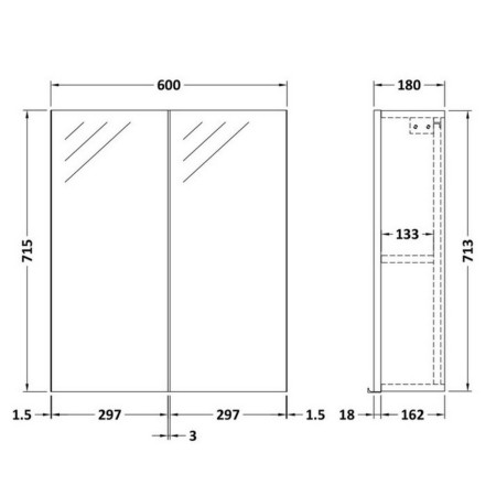 OFF3017 Hudson Reed Fusion 600mm Bleached Oak Mirror Unit (2)