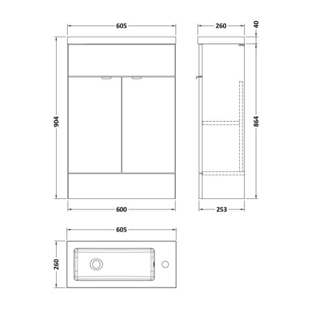 CBI3006 Hudson Reed Fusion 600mm Bleached Oak Slimline Vanity Unit (2)