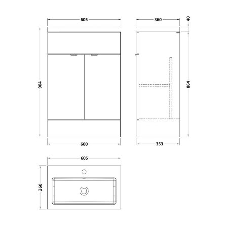 CBI3007 Hudson Reed Fusion 600mm Bleached Oak Vanity Unit (2)