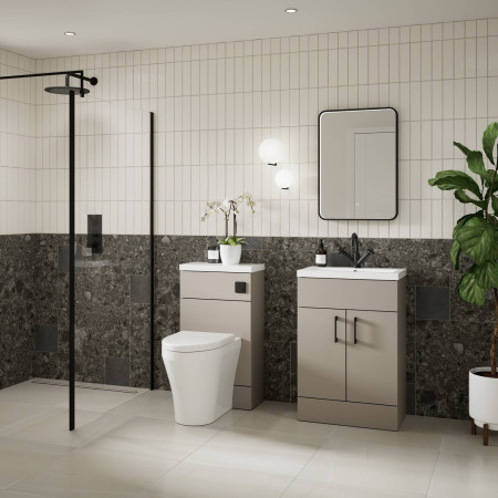 CBI3207 Hudson Reed Fusion 600mm Pebble Grey Vanity Unit with Basin Bathroom Setting