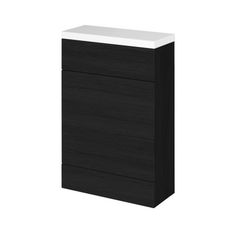 Hudson Reed Fusion 600mm Slimline WC Unit & Top Charcoal Black Woodgrain
