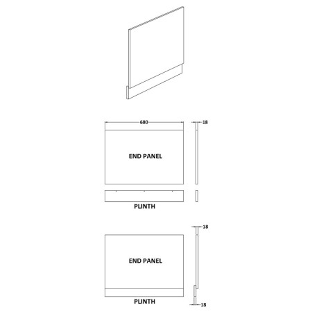 OFF970 Hudson Reed Fusion 700mm End Bath Panel & Plinth in Gloss Grey (2)