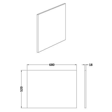 OFF179 Hudson Reed Fusion 700mm End Bath Panel in Gloss White Line Drawing