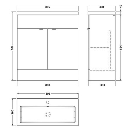 CBI3028 Hudson Reed Fusion 800mm Bleached Oak Vanity Unit (2)