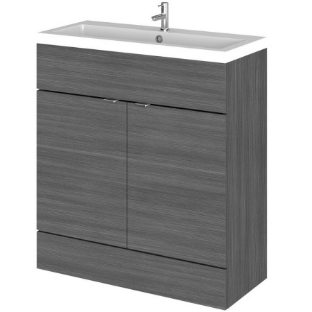 Hudson Reed Fusion 800mm Floor Standing Vanity Unit & Basin Anthracite Woodgrain