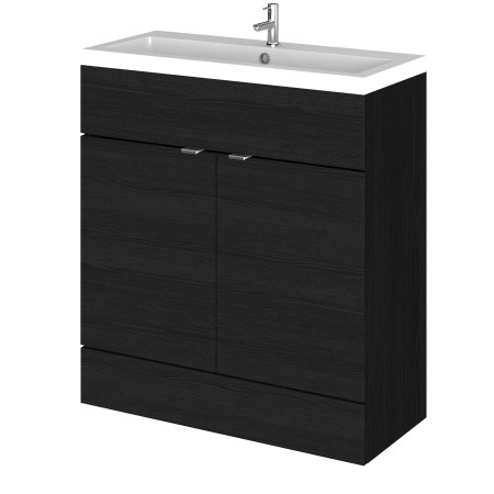 Hudson Reed Fusion 800mm Floor Standing Vanity Unit & Basin Charcoal Black Woodgrain