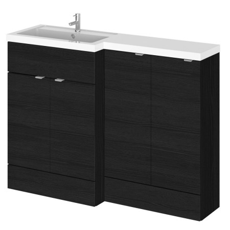 Hudson Reed Fusion Combination 1200mm Full Depth Vanity & Storage Unit in Charcoal Black Woodgrain LH