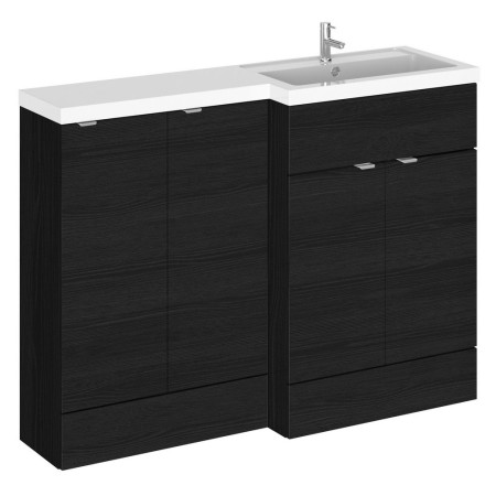 Hudson Reed Fusion Combination 1200mm Full Depth Vanity & Storage Unit in Charcoal Black Woodgrain RH