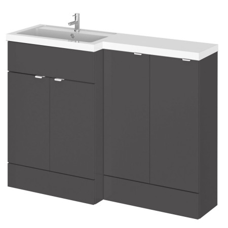 Hudson Reed Fusion Combination 1200mm Full Depth Vanity & Storage Unit in Gloss Grey LH