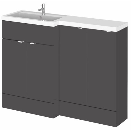 Hudson Reed Fusion Combination 1200mm Full Depth Vanity & Storage Unit in Gloss Grey LH