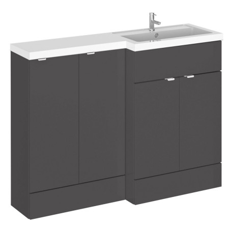 Hudson Reed Fusion Combination 1200mm Full Depth Vanity & Storage Unit in Gloss Grey RH