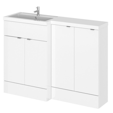 Hudson Reed Fusion Combination 1200mm Full Depth Vanity & Storage Unit in Gloss White LH
