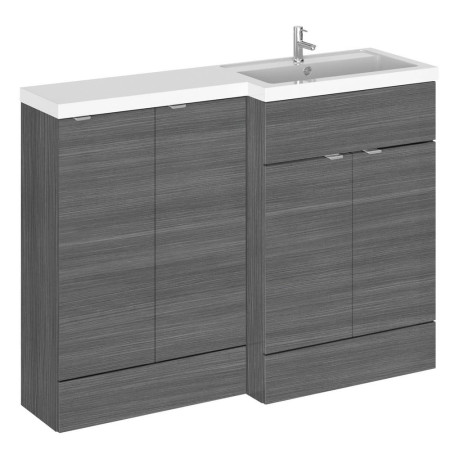 Hudson Reed Fusion Combination Unit 1200mm Full Depth Vanity & Storage Unit Anthracite Woodgrain RH
